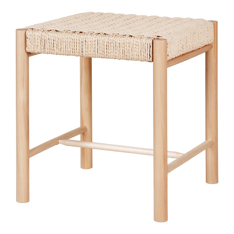 Stołek MEBLIVA Abano, Drewno Topolowe, Styl Boho - Naturalny