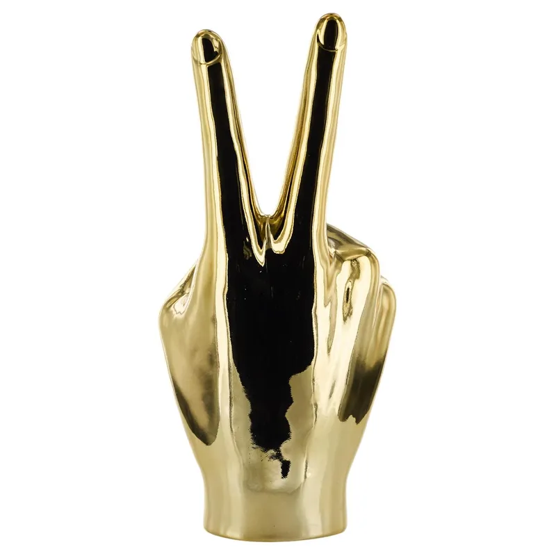 Figurka Dekoracyjna MEBLIVA Dłoń Victoria, Ceramika, 27 cm - Złota