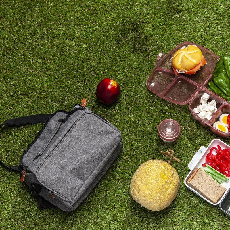Torba Termiczna Na Lunch MEBLIVA Zippi, Tkanina Izolacyjna - Szara
