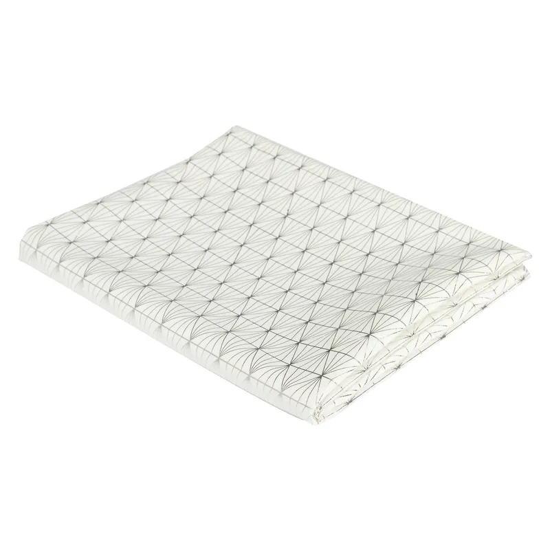 Obrus MEBLIVA Geometric Dore 140x250cm, 100% Poliester - Biały/Srebrny