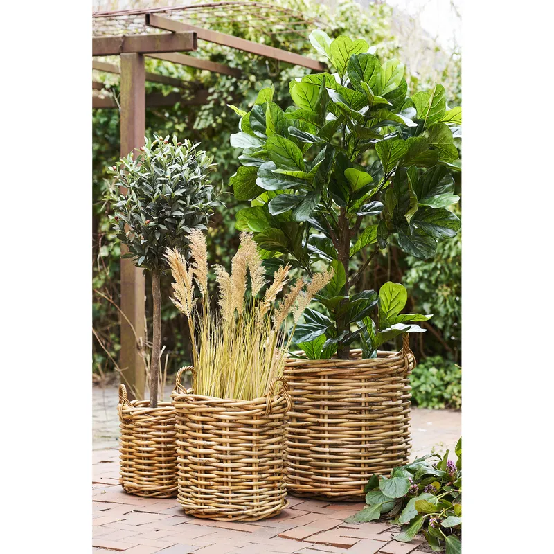 Kosze Do Przechowywania MEBLIVA Burton, Rattan, Zestaw 3 szt. - Naturalny