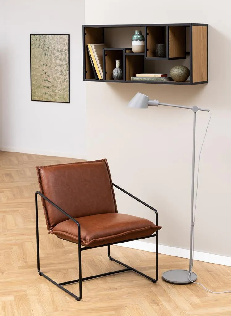 Półka Naścienna MEBLIVA Seaford III Metal/MDF - Dąb/Czarny