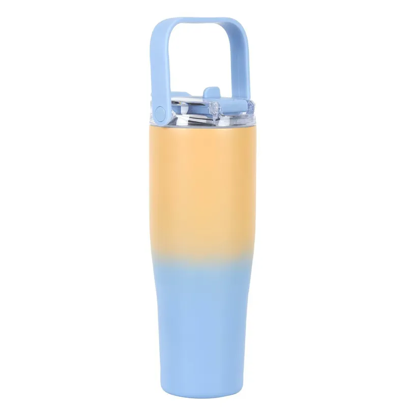 Kubek Termiczny MEBLIVA New York 900ml, Metal, Nowoczesny - Żółto-Niebieski
