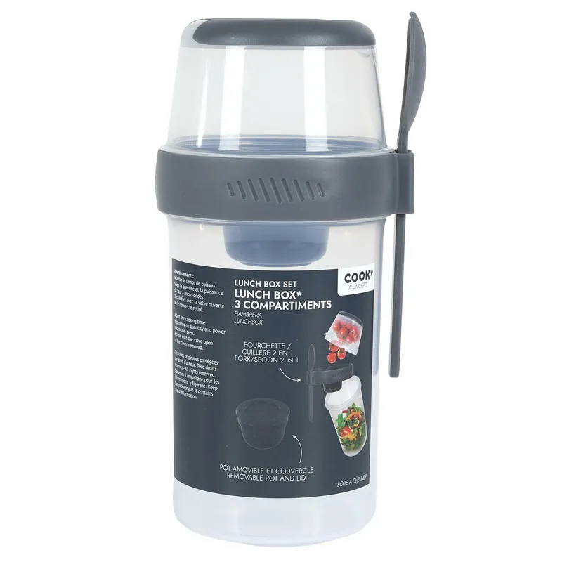 Lunch Box MEBLIVA Z 3 Przegródkami, Polipropylen - Niebieski