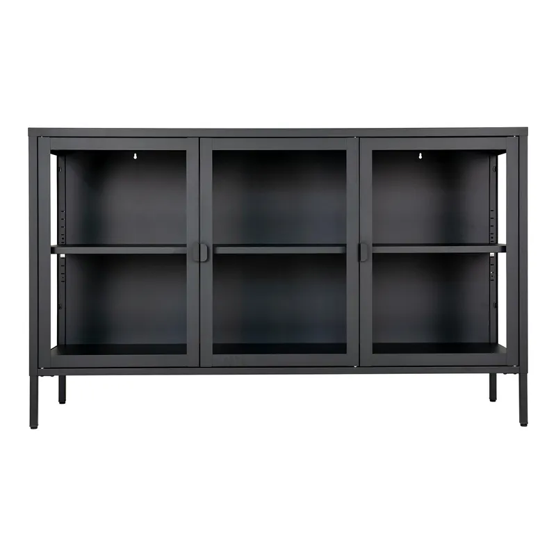 Komoda RTV MEBLIVA Brisbane Metalowa Loftowa 140 cm - Czarna