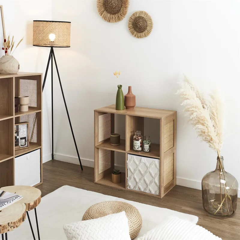 Regał MEBLIVA Kali 4 Półki, Skandynawski Design - Naturalny Dąb