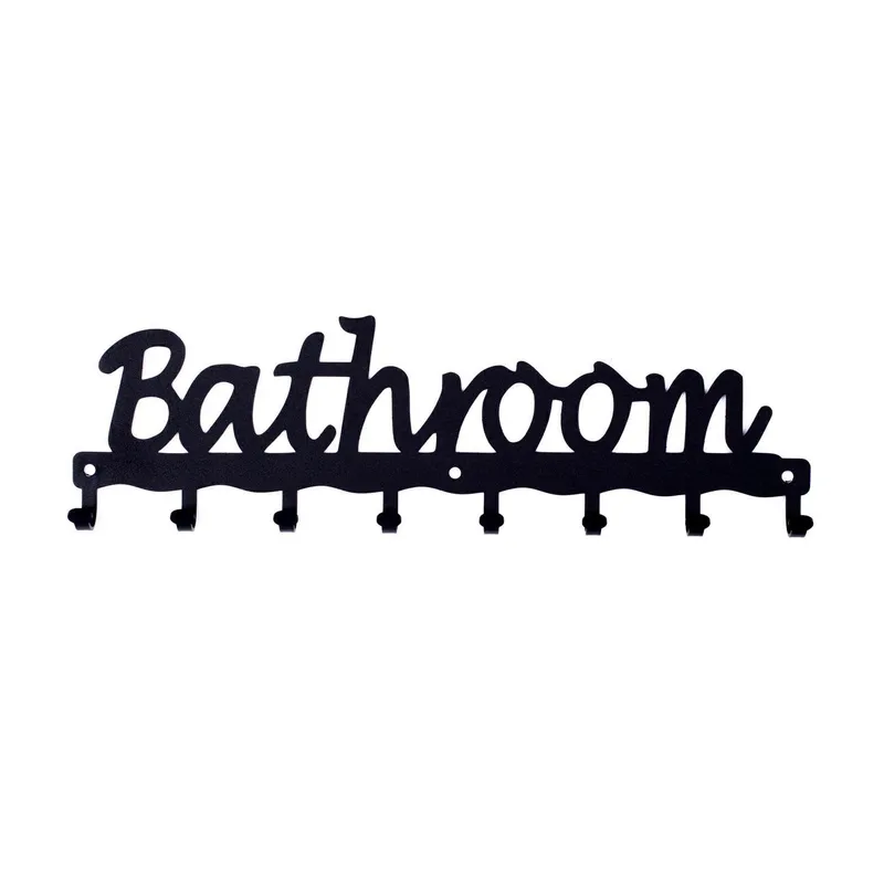 Wieszak Ścienny MEBLIVA Bathroom Metalowy 8 Uchwytów - Czarny