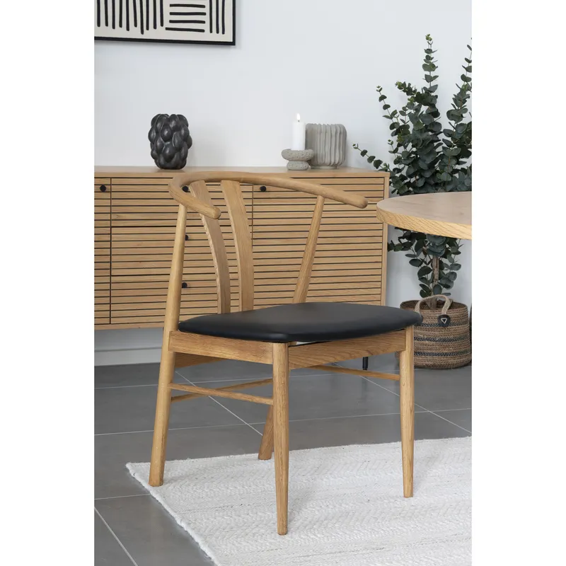 Krzesło MEBLIVA Artenara Drewniane Minimalistyczne - Naturalny Dąb/Czarny