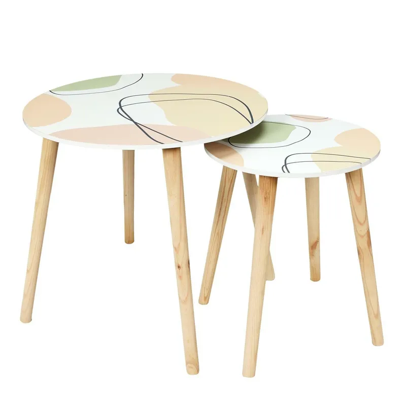 Stolik Kawowy MEBLIVA Arty Okrągły MDF 48cm - Pastele