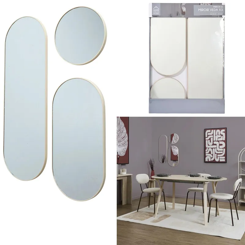 Zestaw 3 Luster MEBLIVA Veda Art Deco 75 cm - Beżowy