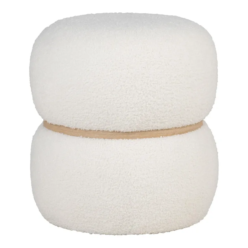 Pufa MEBLIVA Milford Teddy Skandynawska 38 cm - Biała