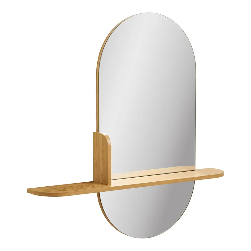 Lustro Barco MEBLIVA Z Półką Owalne 92x94,5 cm - Naturalny