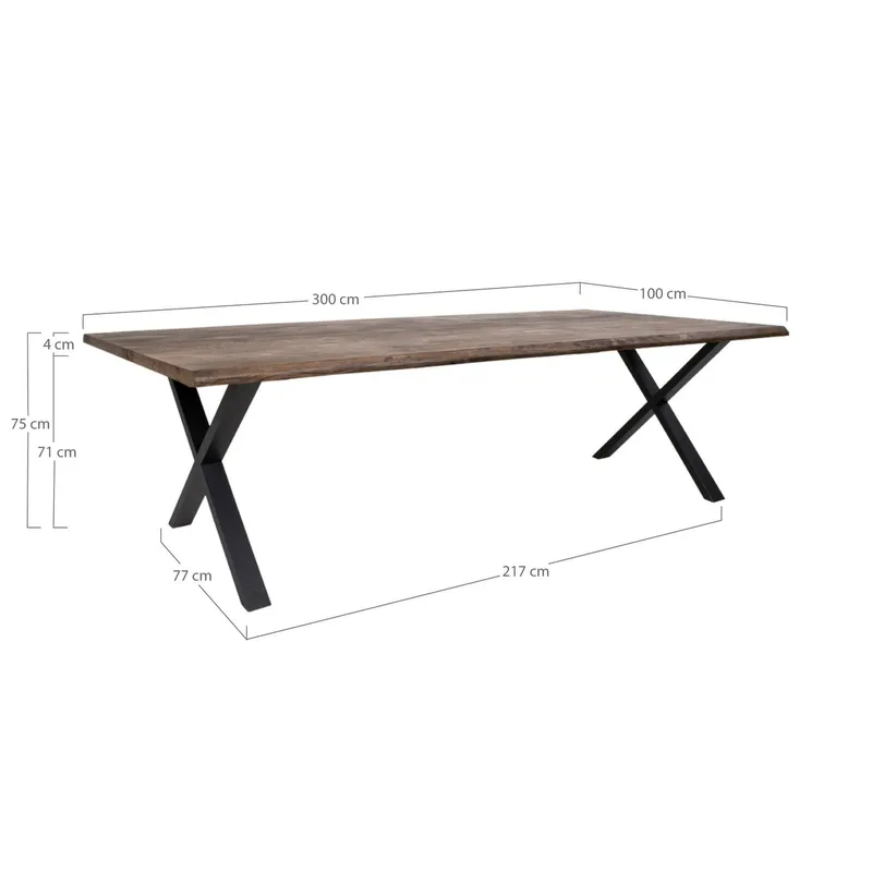 Stół MEBLIVA Toulon 100x300cm Drewno Dębowe - Dąb Dymiony