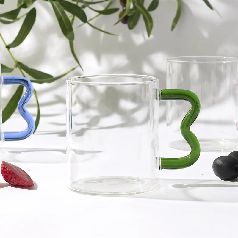 Kubek Szklany MEBLIVA Zig Zag 350ml, Szkło Transparentne - Zielony