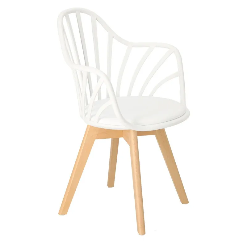 Krzesło MEBLIVA Sirena Z Podłokietnikami, Skandynawski Design - Białe