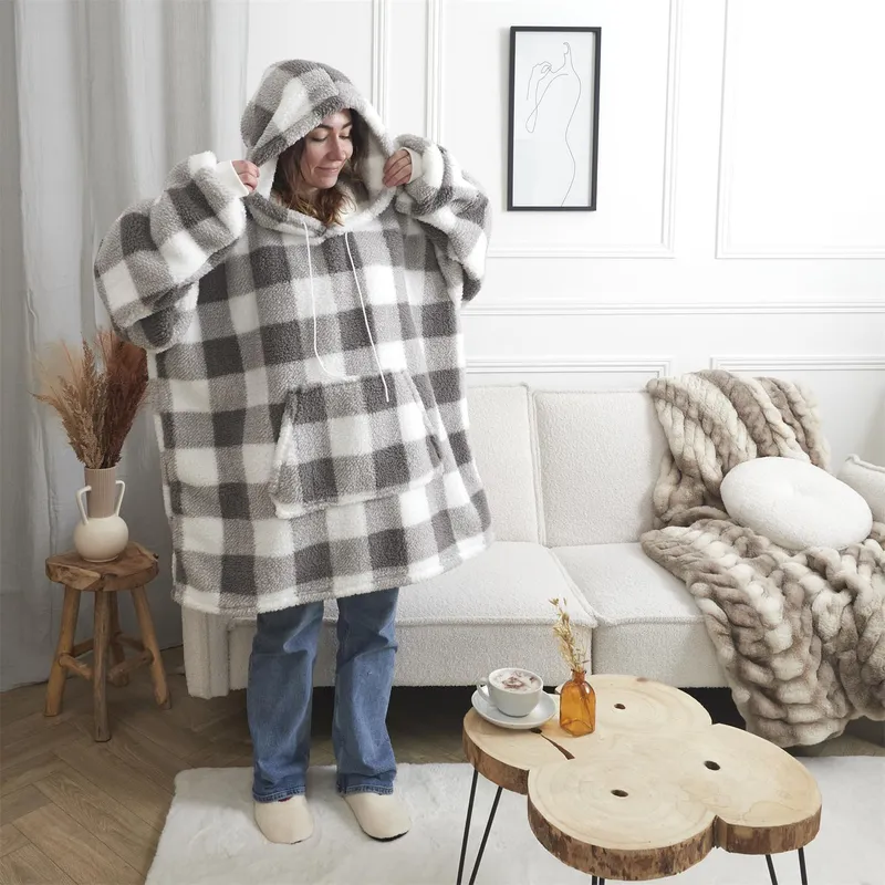 Bluza Ocieplana MEBLIVA Snuddie, Poliester 240g/m², Szara - Biała