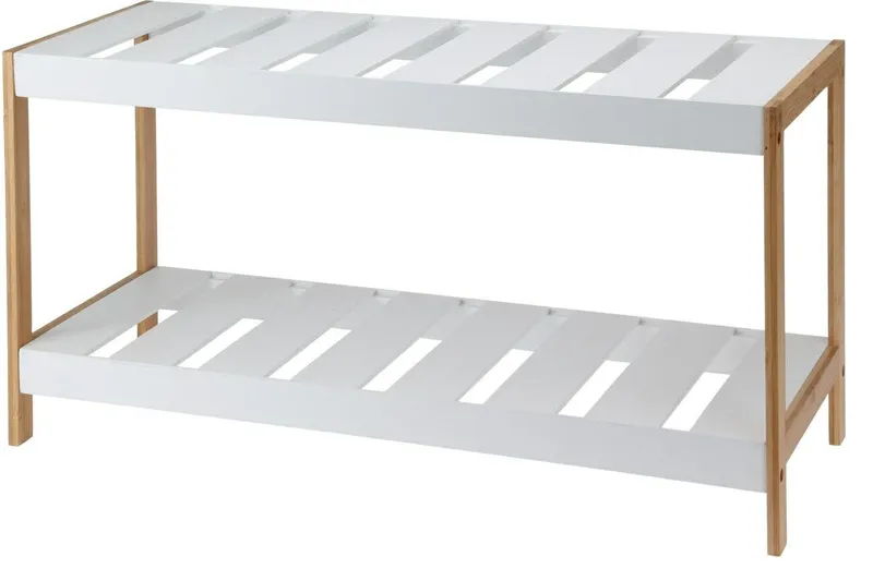 Szafka Na Buty MEBLIVA Giselda Bambusowa, 70 cm, 2 Półki - Biała