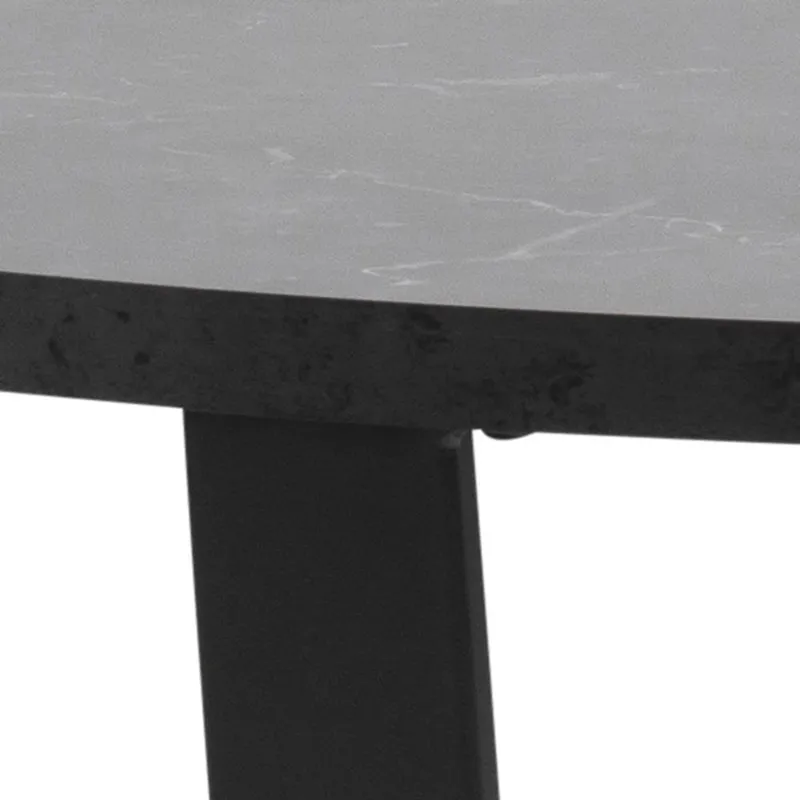Stół Do Jadalni MEBLIVA Amble Marmurowy Okrągły 110 cm - Czarny