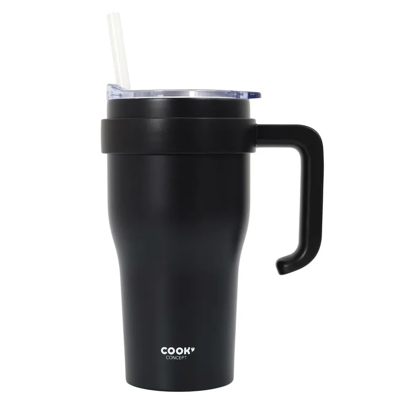 Kubek Termiczny MEBLIVA Miami 600ml Metal Z Uchwytem - Czarny