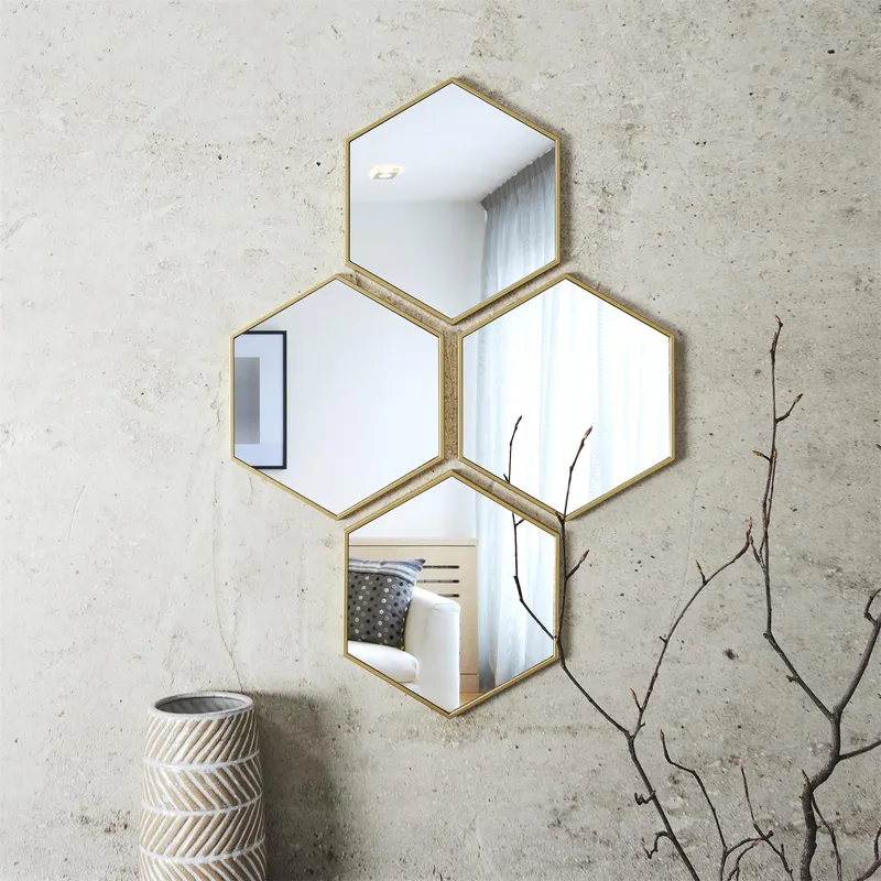 Zestaw 4 Luster Diamond MEBLIVA, Glamour, Szkło - Złoty