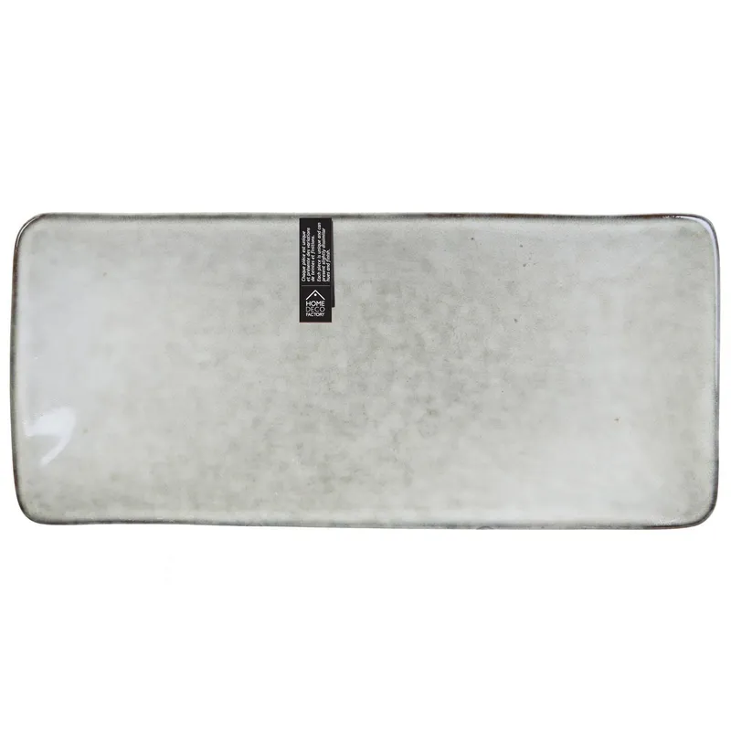 Prostokątny Talerz MEBLIVA Tierra Ceramika 22x10 cm - Szary