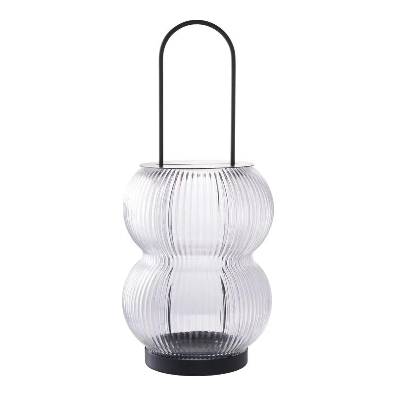 Lampion Ogrodowy MEBLIVA Lucena, Szkło Ryflowane, 36 cm - Transparentny