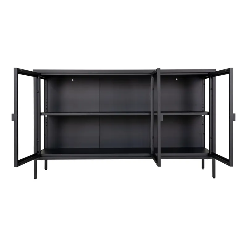 Komoda RTV MEBLIVA Brisbane Metalowa Loftowa 140 cm - Czarna