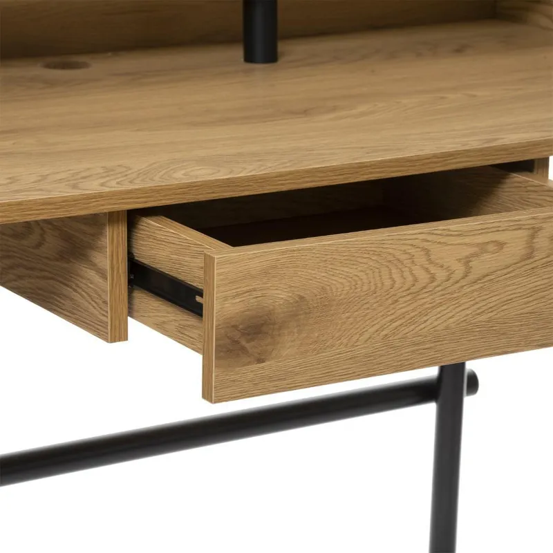 Biurko MEBLIVA Josan MDF Metal, Styl Boho - Brązowo-Czarne