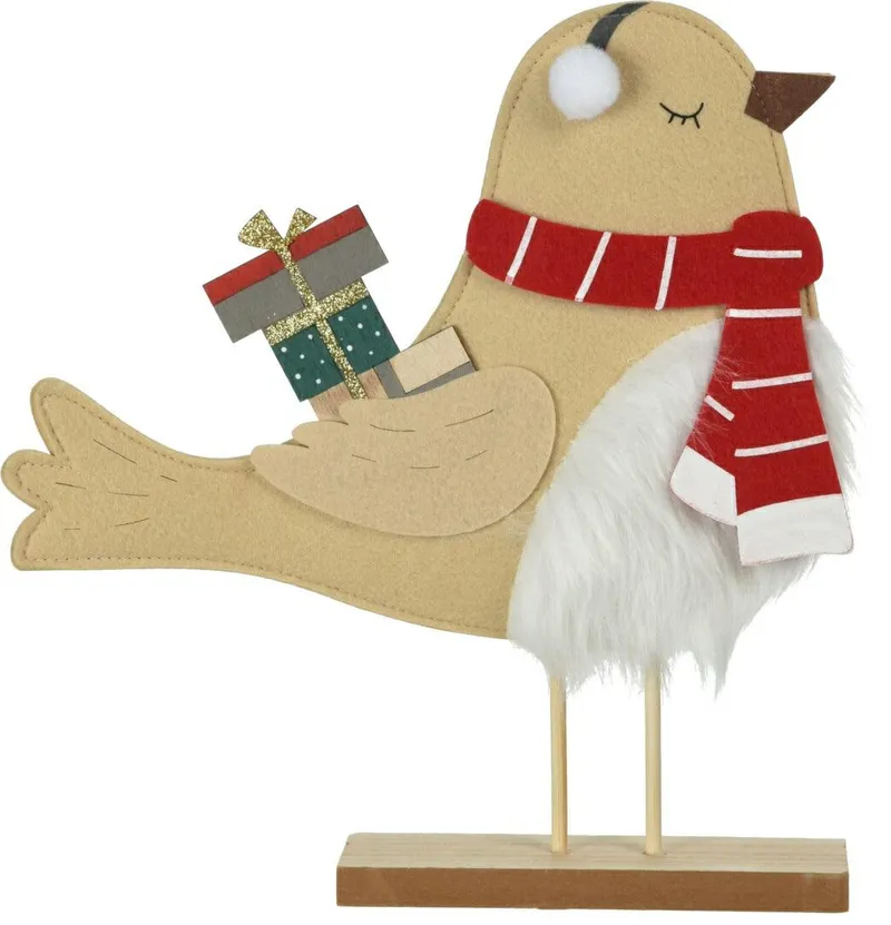 Figurka Filcowa Sikorka MEBLIVA 38cm Z Prezentem - Beżowy