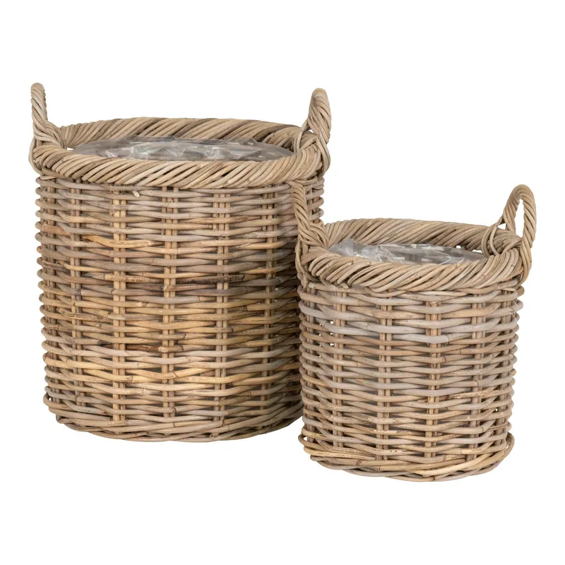 Zestaw 2 Koszy Gili MEBLIVA Rattan Pleciony Do Przechowywania - Naturalny