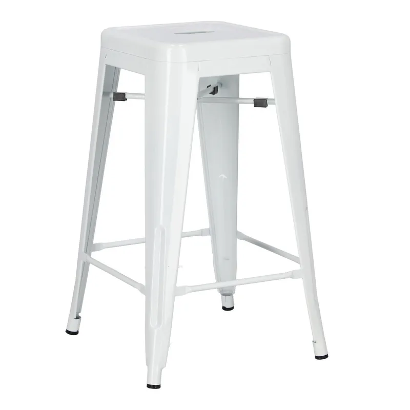 Hoker Barowy MEBLIVA Paris 66cm Metalowy Nowoczesny - Biały