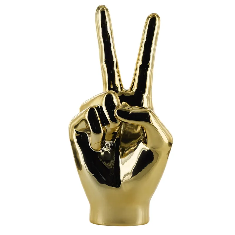 Figurka Dekoracyjna MEBLIVA Dłoń Victoria, Ceramika, 27 cm - Złota