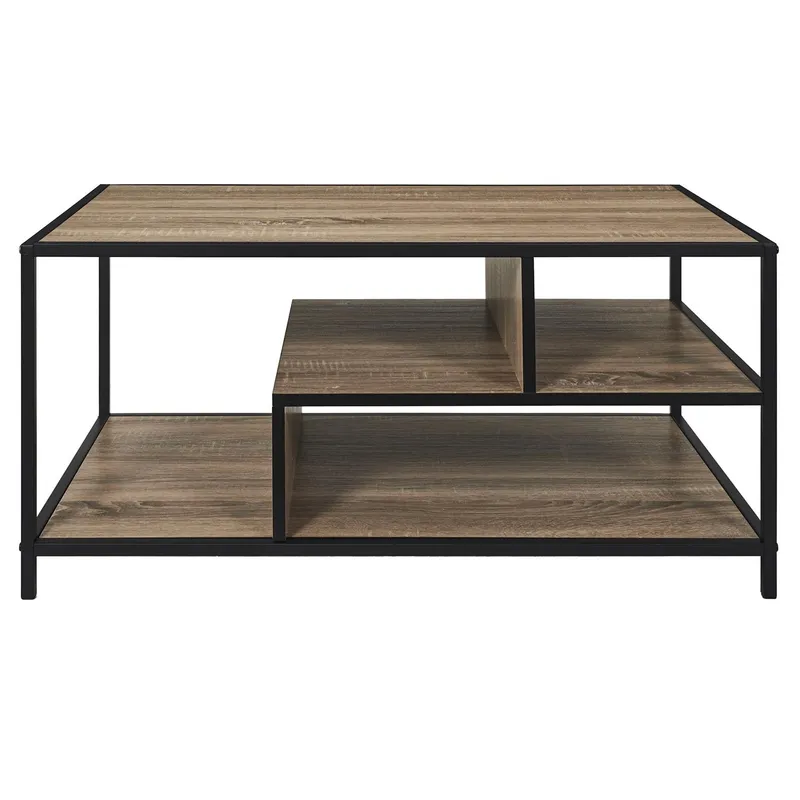 Stolik Kawowy MEBLIVA Edison 90x55 cm, Industrialny, Naturalny - Czarny
