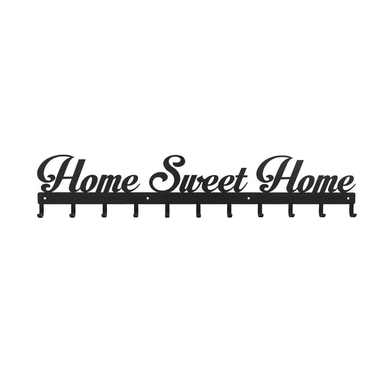 Wieszak Ścienny MEBLIVA Sweet Home, Metal, 80 cm - Czarny