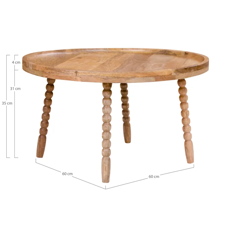 Stolik Kawowy MEBLIVA Jammu 60cm Drewno Mango - Naturalny
