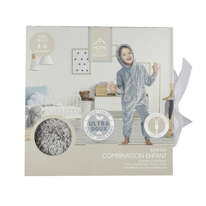 Bluzo-Koc Onesie MEBLIVA Dla Dzieci 4-6 Lat - Szary