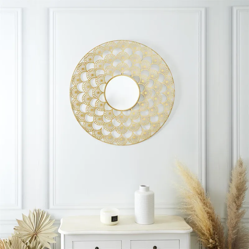 Lustro Mandala MEBLIVA 69cm Okrągłe Metal - Złoty