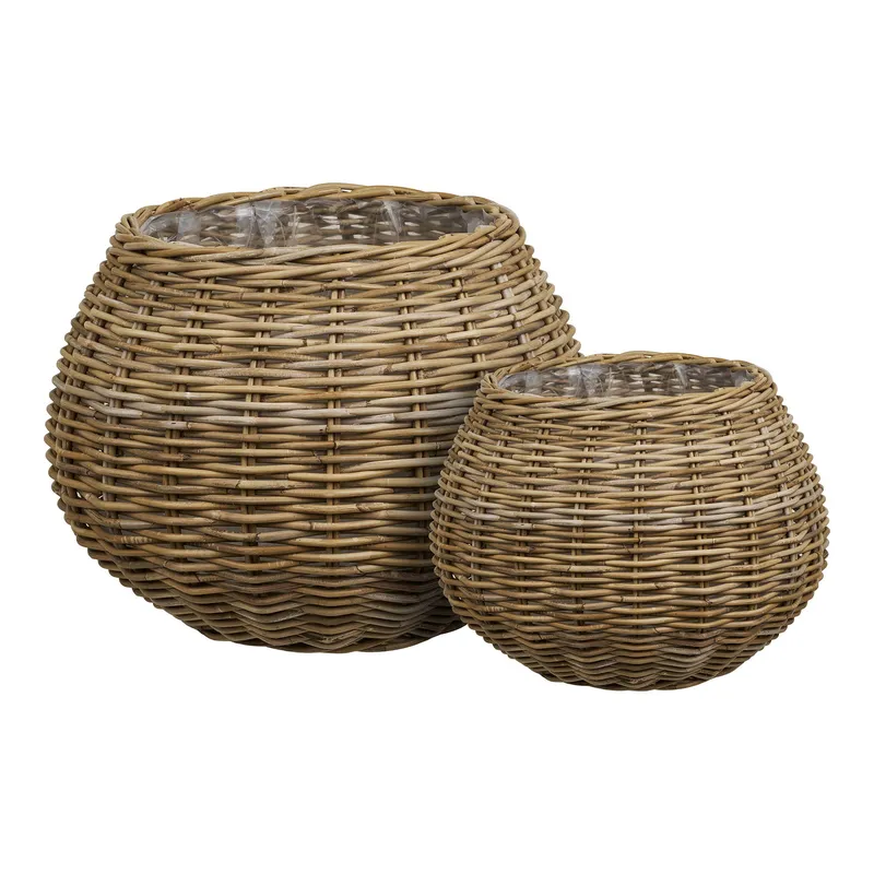 Zestaw 2 Koszy Dekoracyjnych MEBLIVA Melaka Rattan Boho - Naturalny