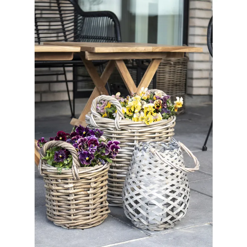 Zestaw 4 Koszy MEBLIVA Caor Rattanowe Boho - Naturalny