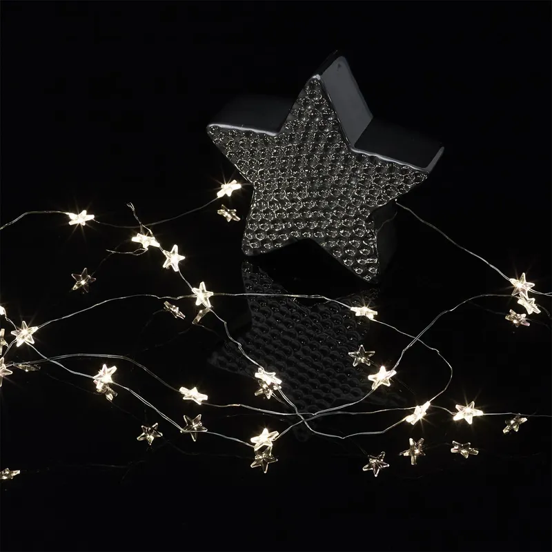 Girlanda LED 20 Gwiazdy MEBLIVA, 230 cm, Na Baterie - Transparentna