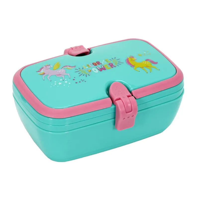 Lunch Box Dziecięcy MEBLIVA Jednorożec, Tworzywo Sztuczne - Niebieski