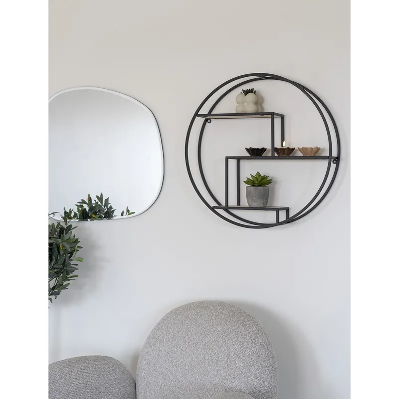 Półka Ścienna MEBLIVA Rotterdam Okrągła 62 cm - Czarna
