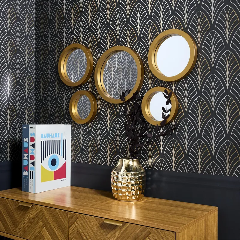 Zestaw 5 Luster MEBLIVA Gilded Okrągłe Glamour - Złoty