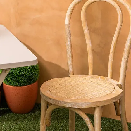 Krzesło MEBLIVA Drevo Drewniane Z Rattanem - Naturalny