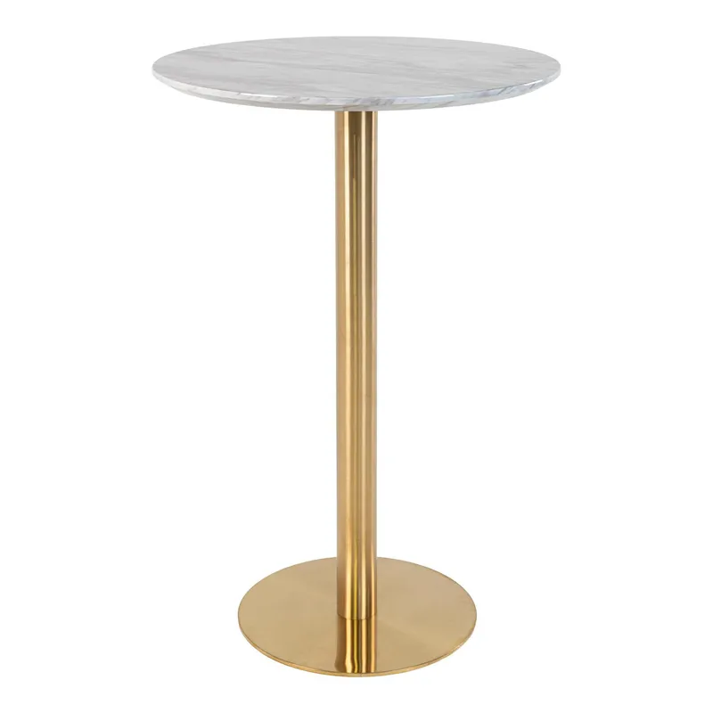 Stół Barowy MEBLIVA Bolzano Okrągły 70 cm Glamour - Marmur/Złoty