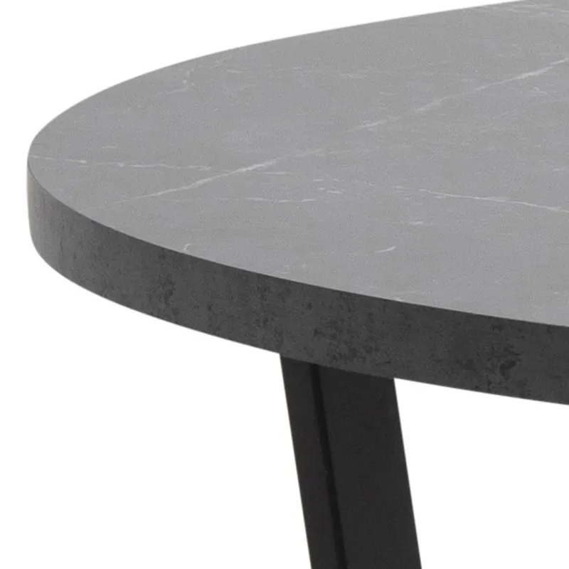 Stół Do Jadalni MEBLIVA Amble Marmurowy Okrągły 110 cm - Czarny