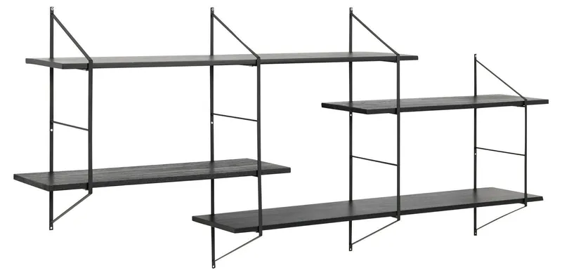 Półka Ścienna MEBLIVA Belfast 2, Metal I MDF, 191 cm - Popielaty Czarny