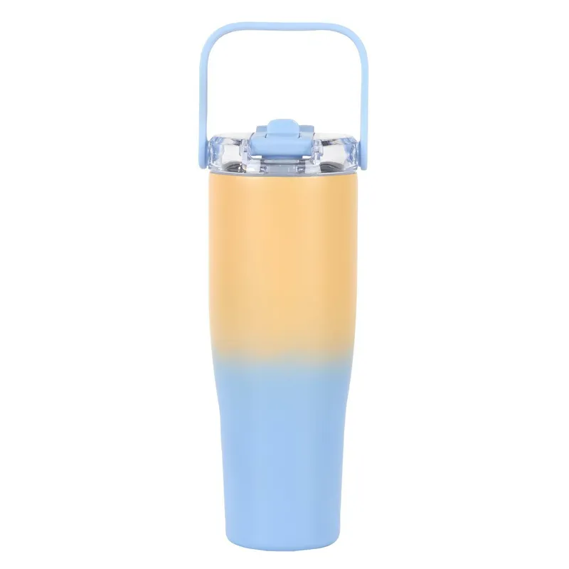 Kubek Termiczny MEBLIVA New York 900ml, Metal, Nowoczesny - Żółto-Niebieski