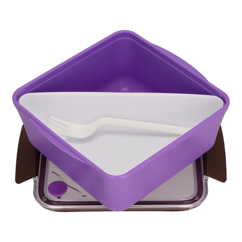 Lunch Box Divided MEBLIVA Z Widelcem 2,6l - Fioletowy