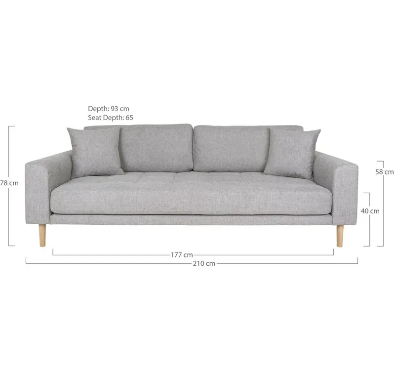 Sofa MEBLIVA Lido 3-OSOBOWA, Poliester, Skandynawska - Szara